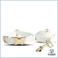 Elegantes weißes Hundehalsband und Leine Set