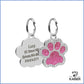 Hundemarke mit Gravur aus Edelstahl in Pfotenform Rosa Farbe