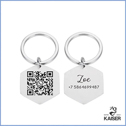 Hundemarke mit QR Code und name silber