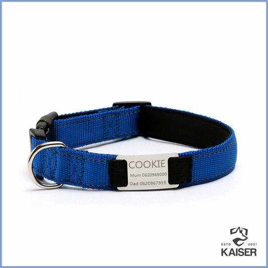 Neopren Hundehalsband mit Namen Blau