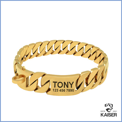 Hundehalsband Kette mit Namen gold