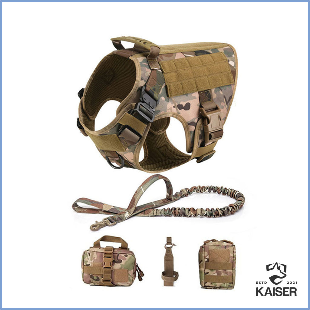 taktisches Hundegeschirr mit Tasche und Leine