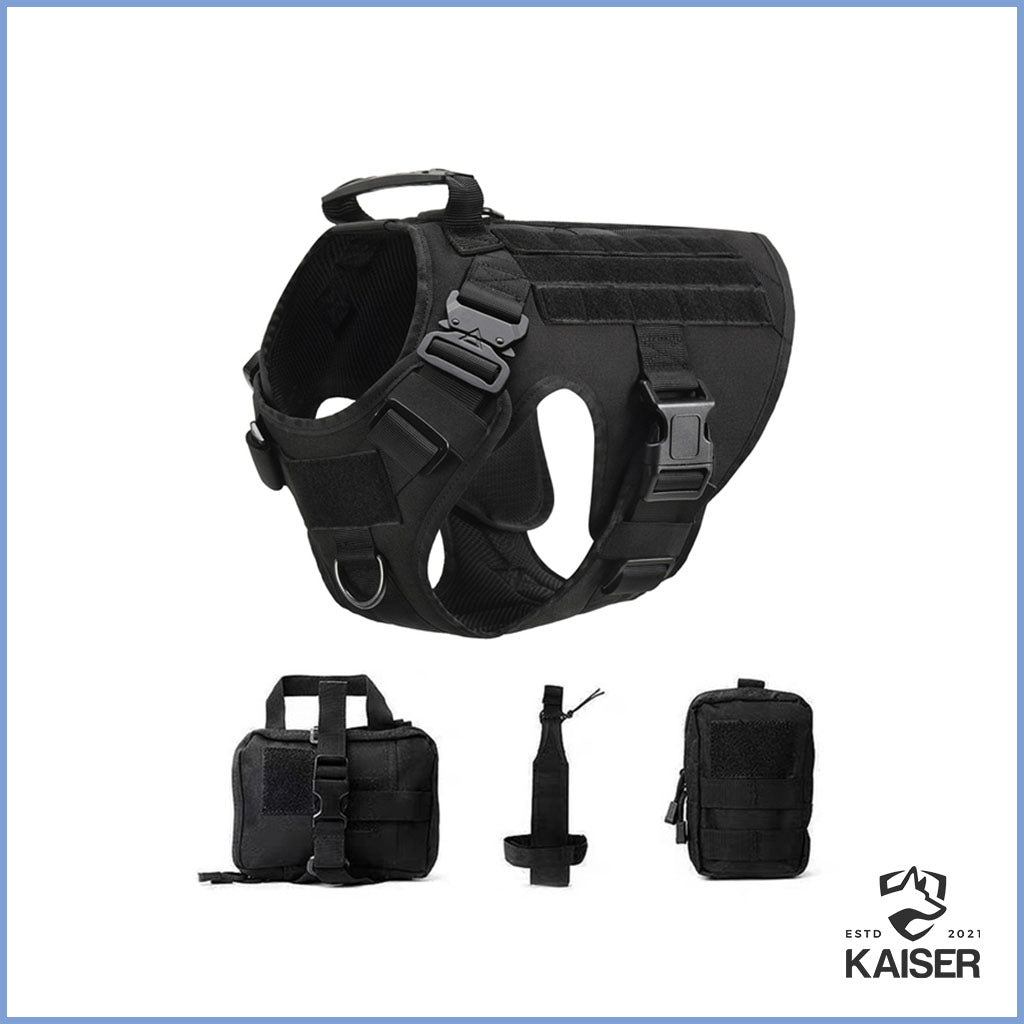 Taktisches Hundegeschirr mit Tasche schwarz